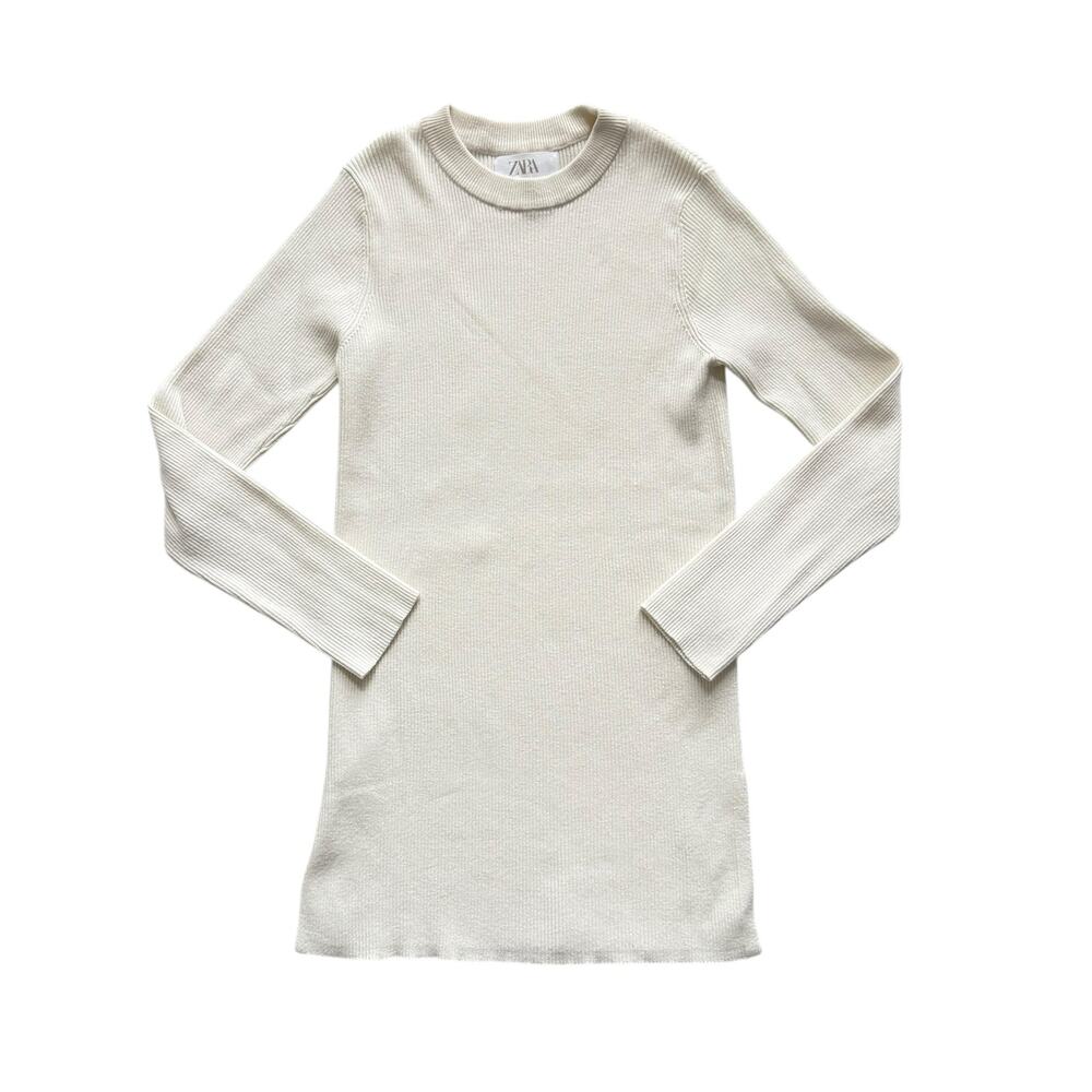 Zara Cream Ribbed Knit Tunic Sweater Size 11-12y